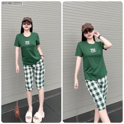 Đồ bộ thun cotton quần lửng áo tay ngắn thuê chữ YES - DBO4458