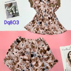 Đồ bộ mango quần đùi áo sát nách viền bèo cổ tim - DBO4465
