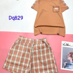 Đồ bộ quần đùi caro áo tay ngắn in hình con ngựa nhỏ - DBO4466