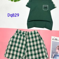 Đồ bộ quần đùi caro áo tay ngắn in hình con ngựa nhỏ - DBO4466