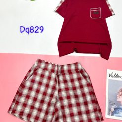 Đồ bộ quần đùi caro áo tay ngắn in hình con ngựa nhỏ - DBO4466