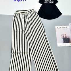 Đồ bộ quần dài sọc áo sát nách in chữ STAY - DBO4471