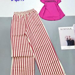 Đồ bộ quần dài sọc áo sát nách in chữ STAY - DBO4471