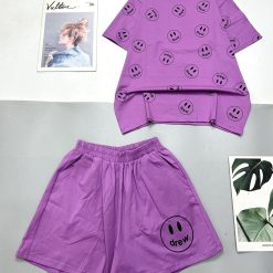 Đồ bộ quần đùi áo tay ngắn in nhiều hình mặt cười - DBO4473