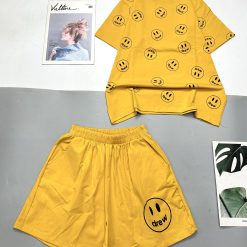 Đồ bộ quần đùi áo tay ngắn in nhiều hình mặt cười - DBO4473