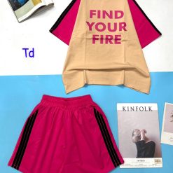 Đồ bộ quần đùi áo tay ngắn in chữ find your fire - DBO4476