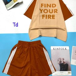 Đồ bộ quần đùi áo tay ngắn in chữ find your fire - DBO4476