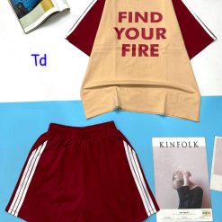 Đồ bộ quần đùi áo tay ngắn in chữ find your fire - DBO4476
