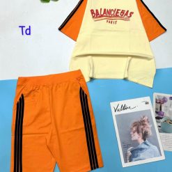 Đồ bộ thun cotton quần lửng áo tay ngắn in chữ paris - DBO4477