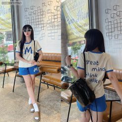 Đồ bộ quần đùi áo tay ngắn in chữ M - DBO4479