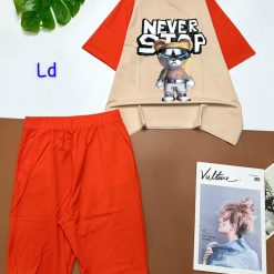 Đồ bộ quần lửng áo tay ngắn in hình gấu đeo kính - DBO4483