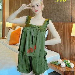 Đồ bộ latin trơn siêu mát áo trơn thắt nơ - DBO4489