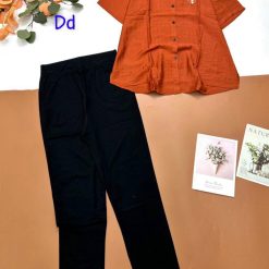 đồ bộ nữ quần dài áo sơ mi in chữ PADAN - DBO4490