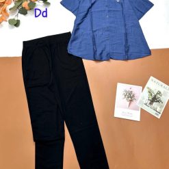 đồ bộ nữ quần dài áo sơ mi in chữ PADAN - DBO4490