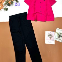 đồ bộ nữ quần dài áo sơ mi in chữ PADAN - DBO4490