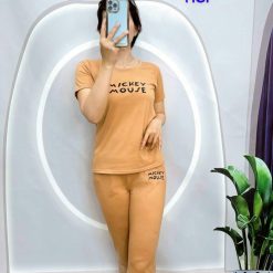 đồ bộ quần lỡ áo tay ngắn in chữ mickey mouse - DBO4493