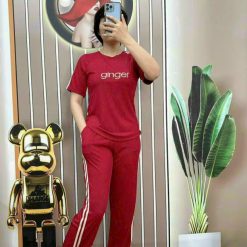 Đồ bộ quần dài áo tay ngắn quần viền 2 line in chữ ginger - DBO4494