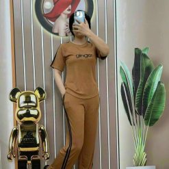 Đồ bộ quần dài áo tay ngắn quần viền 2 line in chữ ginger - DBO4494
