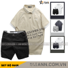 Set Bộ Nam Quần Short Kaki Hoạ Tiết Phối Áo Thun Polo Cổ Bẻ Thêu Logo Rubik - SBN106