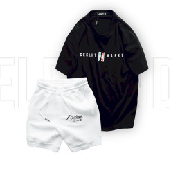 Set Bộ Nam Quần Short Thun Áo Cổ Tròn Ovesize In Chữ CEKLHT MARKET - SBN107