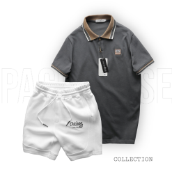 Set Bộ Nam Áo Polo Cổ Bẻ Thêu Chữ KK Quần Short Thun - SBN109