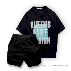 Set Bộ Nam Quần Short Thun Viền Sọc Áo Thun Cổ Tròn Pack Horse Oversize In Chữ Sọc - SBN111