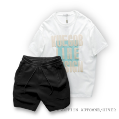 Set Bộ Nam Quần Short Thun Viền Sọc Áo Thun Cổ Tròn Pack Horse Oversize In Chữ Sọc - SBN111