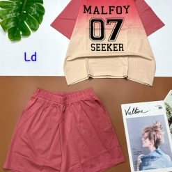 Đồ bộ quần đùi áo tay ngắn áo loang 2 màu in số 07 - DBO4501