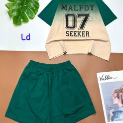 Đồ bộ quần đùi áo tay ngắn áo loang 2 màu in số 07 - DBO4501