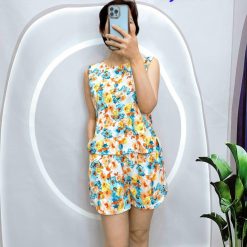 Đồ bộ mango mặc nhà quần đùi áo sát nách nhiều hoạ tiết - DBO4509