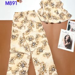 Đồ bộ mango mặc nhà quần dài áo sát nách hai tần in nhiều hoạ tiết - DBO4516