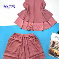 Đồ bộ latin phối quần đùi áo hai dây trơn - DBO4518