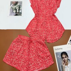 Đồ bộ mango quần đùi áo cổ vuông tay bèo nhiều hoạ tiết siêu sang - DBO4519