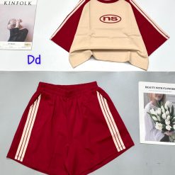 Đồ bộ quần đùi 3 dây sọc áo tay ngắn áo thêu chữ ns - DBO4529