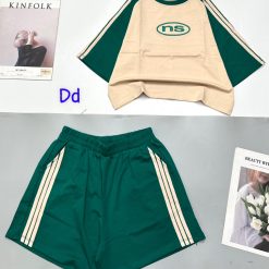 Đồ bộ quần đùi 3 dây sọc áo tay ngắn áo thêu chữ ns - DBO4529