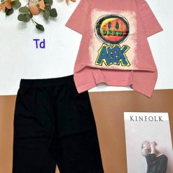 Đồ bộ thun cotton quần lửng áo tay ngắn in hình mặt cười - DBO4530