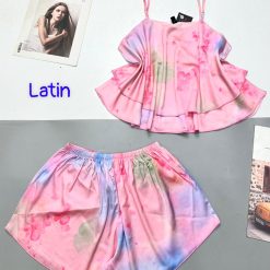 Đồ bộ quần đùi latin áo dây hai tầng in hình dể thương - DBO4532