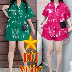 Đồ bộ quần đùi áo sơ mi tay ngắn cổ bẻ in số 95 - DBO4536