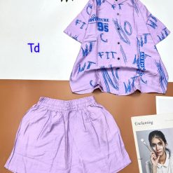 Đồ bộ quần đùi áo sơ mi tay ngắn cổ bẻ in số 95 - DBO4536