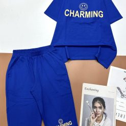 Đồ bộ quần lửng áo tay ngắn cổ tròn in chữ Charming - DBO4537