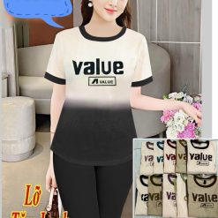 Đồ bộ quần ngố áo tay ngắn loang in chữ Value - DBO4538