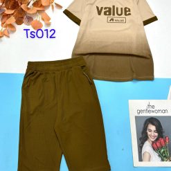 Đồ bộ quần ngố áo tay ngắn loang in chữ Value - DBO4538