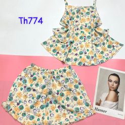 Đồ bộ mango siêu mát quần đùi áo hai dây tầng mặc nhà - DBO4540