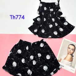 Đồ bộ mango siêu mát quần đùi áo hai dây tầng mặc nhà - DBO4540