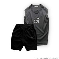 Set Bộ Nam Áo Ba Lỗ In Chữ Make Quần Short Thun Thêu Chữ Boston - SBN114