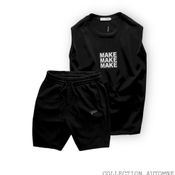 Set Bộ Nam Áo Ba Lỗ In Chữ Make Quần Short Thun Thêu Chữ Boston - SBN114