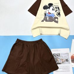 Đồ bộ thun nữ quần đùi áo in hình chuột mickey chữ ABC - DBO4541