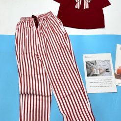 Đồ bộ quần dài kẻ sọc áo tay ngắn in hình nơ to - DBO4542