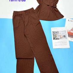 Đồ bộ quần dài áo bản dây có bông hông xếp - DBO4544