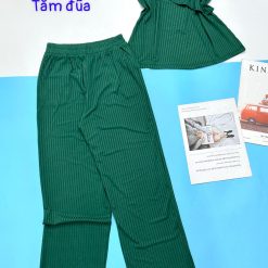 Đồ bộ quần dài áo bản dây có bông hông xếp - DBO4544